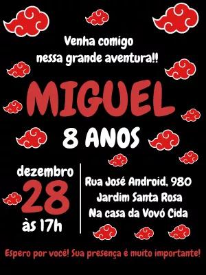 Convite de Aniversário Akatsuki Naruto para Editar Online
