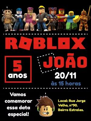 Convite de Aniversário Roblox com Personagens para Editar Online