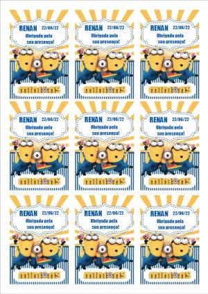 Tag de Aniversário Minions de Agradecimento para Editar Online
