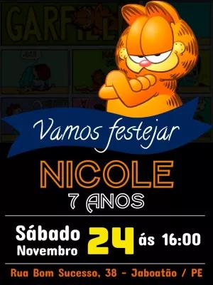 Convite de Aniversário do Garfield para Editar Online Facilmente