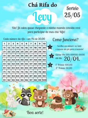 Chá Rifa Bosque Encantado com Animais para Editar Online