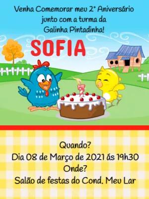 Convite Aniversário Galinha Pintadinha para Editar Online