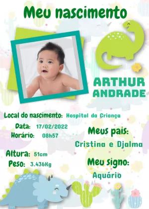 Quadro Nascimento Dinossauros com Foto para Editar Online