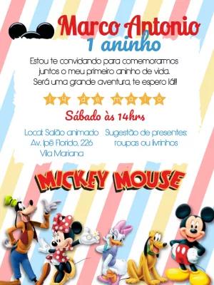 Convite de Aniversário Turma do Mickey para Editar Online
