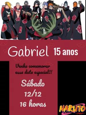 Convite de Aniversário Akatsuki Naruto para Editar Online