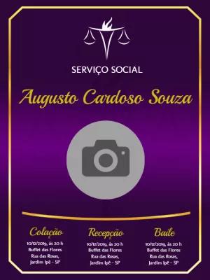 Convite Formatura Serviço Social com Foto para Editar Online