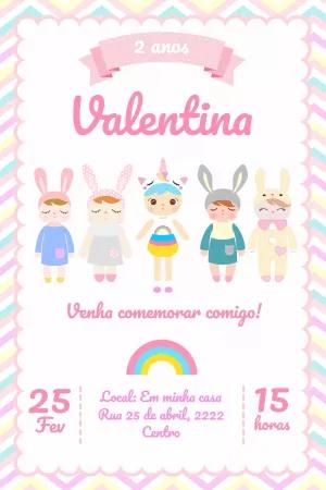 Convite Aniversário Boneca Metoo para Editar Online