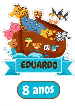 Topo de Bolo Arca de Noé com Animais para Editar Online