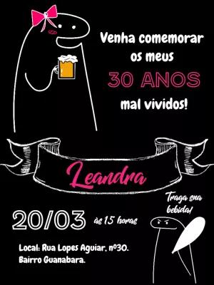 Convite de Aniversário Flork Meme Engraçado para Editar