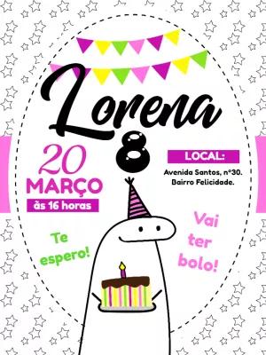Convite de Aniversário Flork Bentô para Editar Online