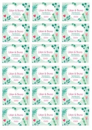 Tag de Agradecimento Casamento Floral para Editar Online