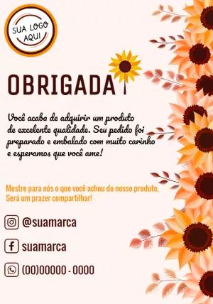 Cartão de Agradecimento Girassol Editável Online