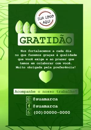 Cartão de Agradecimento com Folhas Verde para Editar Online
