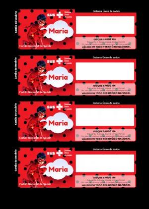 Cartão do SUS Ladybug Miraculous para Editar Online