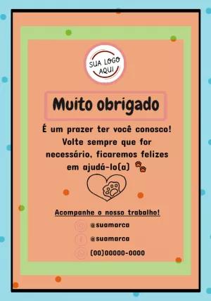 Cartão de Agradecimento Pet Shop Editável para Clientes