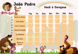 Quadro de Incentivos Masha e o Urso para Editar Online