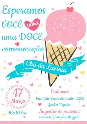 Convite de Aniversário Sorvete Doce para Editar Online
