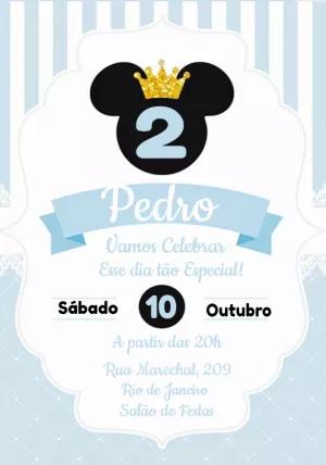 Convite Aniversário Mickey Príncipe para Editar Online