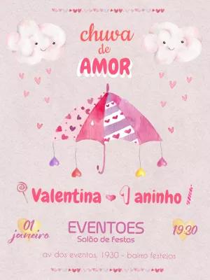 Convite Aniversário Chuva de Amor com Nuvens para Editar Online