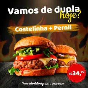 Post Editável de Promoção de Hambúrguer para Redes Sociais