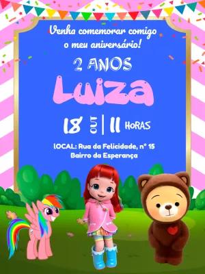 Convite de Aniversário Rainbow Ruby e Amigos para Editar Online