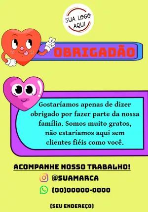 Cartão de Agradecimento Divertido com Corações para Editar