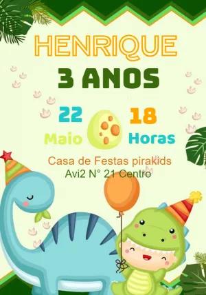 Convite de Aniversário Dino Baby para Editar Online