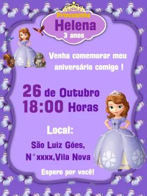 Convite Aniversário Princesinha Sofia para Editar Online