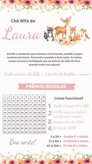 Convite Chá Rifa Bosque Encantado com Animais para Editar