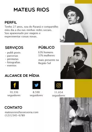 Mídia Kit de Influenciador com Foto para Editar Online