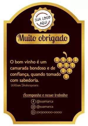 Cartão Obrigado pela Compra Tema Vinho para Editar Online