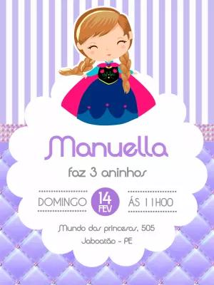Convite Aniversário Anna Frozen para Editar Online