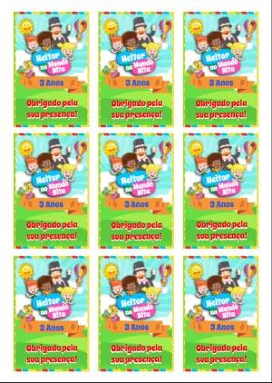 Tag de Aniversário Mundo Bita para Editar e Imprimir