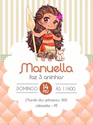 Convite de Aniversário Moana Baby para Editar Online