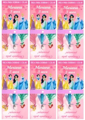 Capa para Pirulito Festa Princesas para Editar e Imprimir