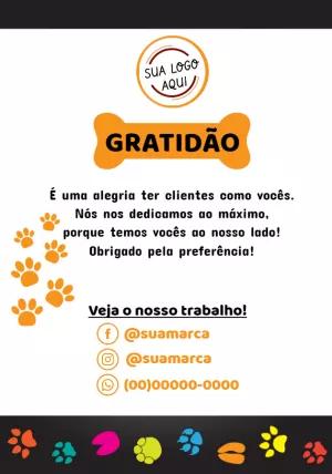 Cartão de Agradecimento Pet Shop Editável para Clientes