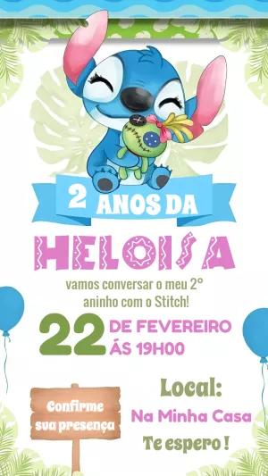 Convite de Aniversário Stitch Tropical para Editar Online