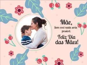 Cartão Dia das Mães Floral com Foto para Editar Online