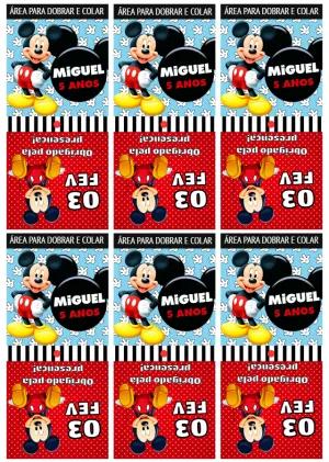 Capa para Pirulito Mickey Mouse Aniversário Editável Online