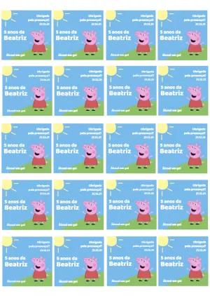 Rótulo Peppa Pig para Álcool em Gel de Aniversário para Editar