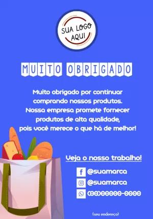 Cartão de Agradecimento Mercado para Editar Online