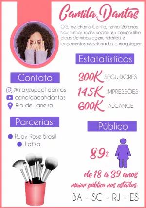 Mídia Kit Influencer de Maquiagem para Editar Online