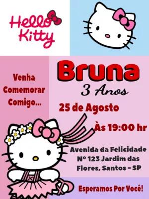 Convite de Aniversário Hello Kitty Editável Online