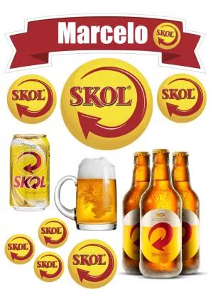 Topo de Bolo Skol com Elementos para Editar Online