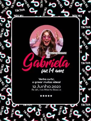 Convite de Aniversário Tik Tok com Foto para Editar Online