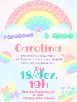 Convite de Aniversário Pop It Fidget Toys para Editar Online