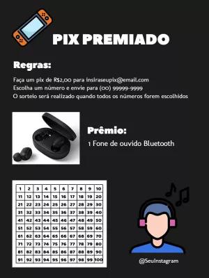 Arte Rifa Pix Premiado com Tabela de Números para Editar Online