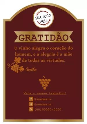 Cartão de Agradecimento Vinho Editável para Clientes