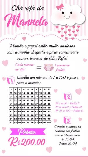 Chá Rifa Chuva de Amor Menina Editável para Imprimir
