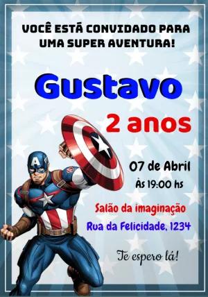 Convite Aniversário Capitão América para Editar Online